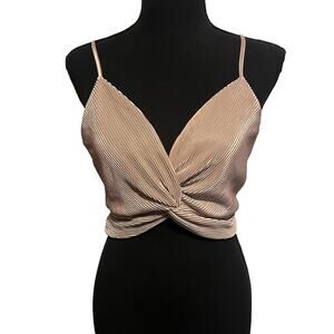 NWT RO & DE Blouse Women’s Beige Cropped Sleeveless Top - Small